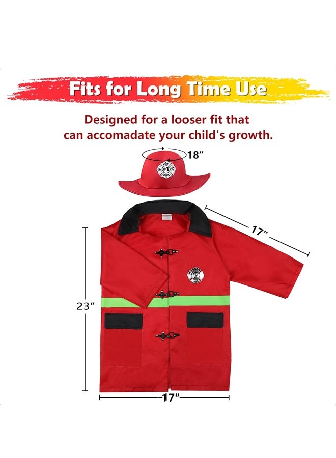 Kids Fire Brigade Costume，Firefighter Costumes, Toddler Fireman Dress up, Boy Fire Pretend Chief Outfit, Halloween Role Play Career Suit , Party Birthday Gift for 3 4 5 6 7 Year Old Girl - Image 4